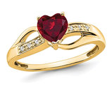 3/4 Carat (ctw) Lab Created Heart Ruby Ring in 14K Yellow Gold